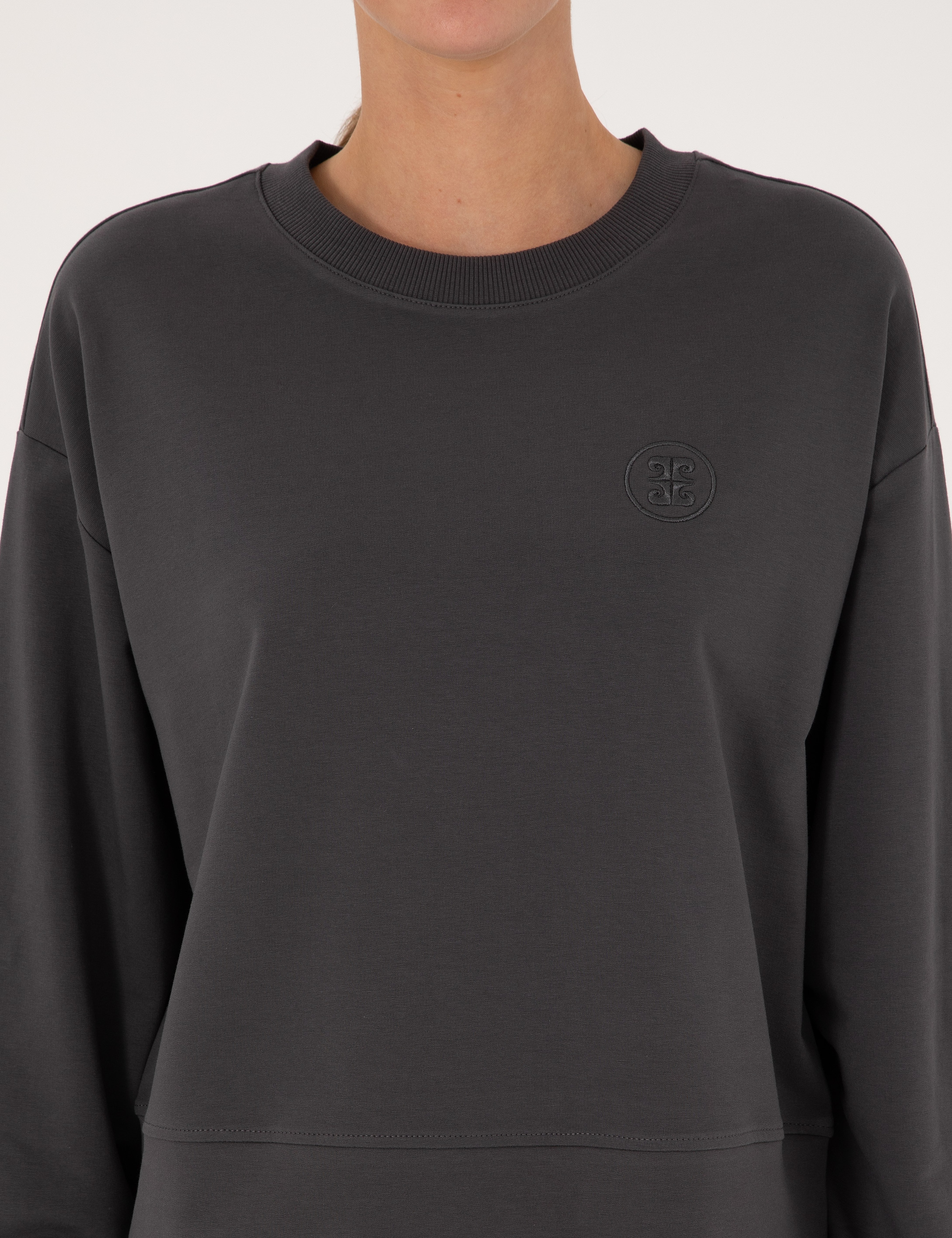 Antrasit Oversize 2 İplik Sweatshirt - Image 6