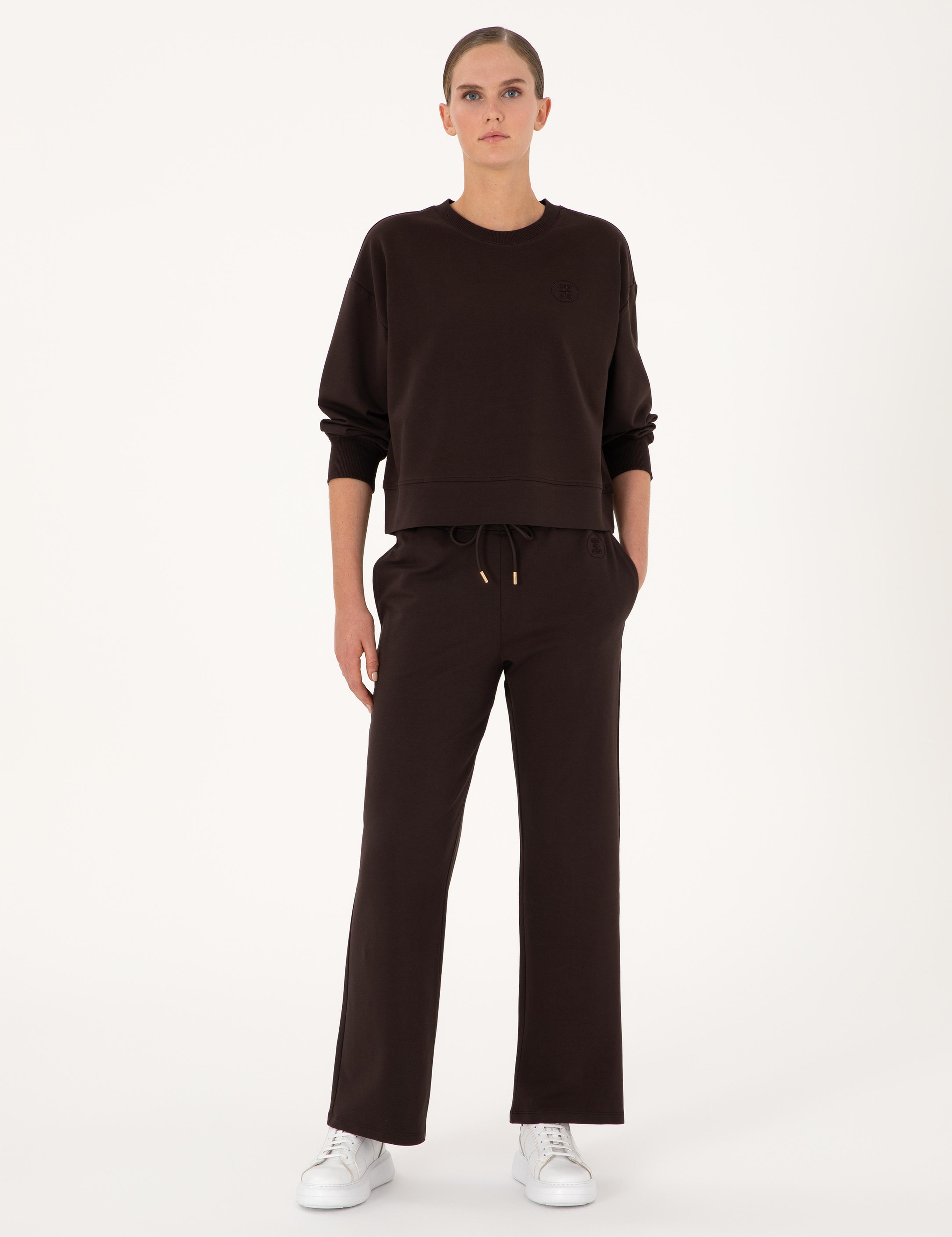 Kahverengi Oversize 2 İplik Sweatshirt