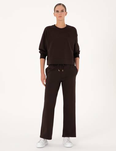 Kahverengi Oversize 2 İplik Sweatshirt