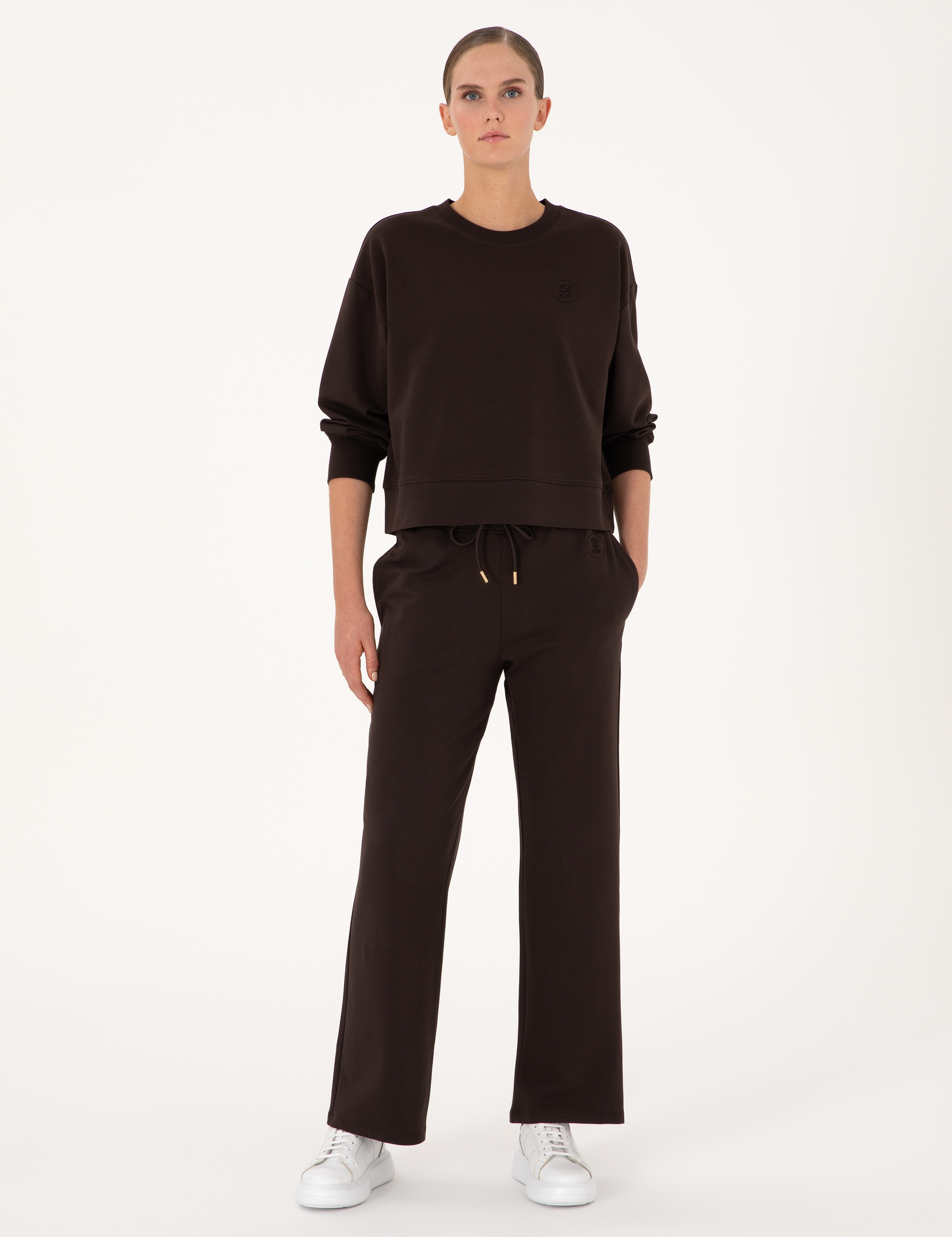Kahverengi Oversize 2 İplik Sweatshirt - Image 4