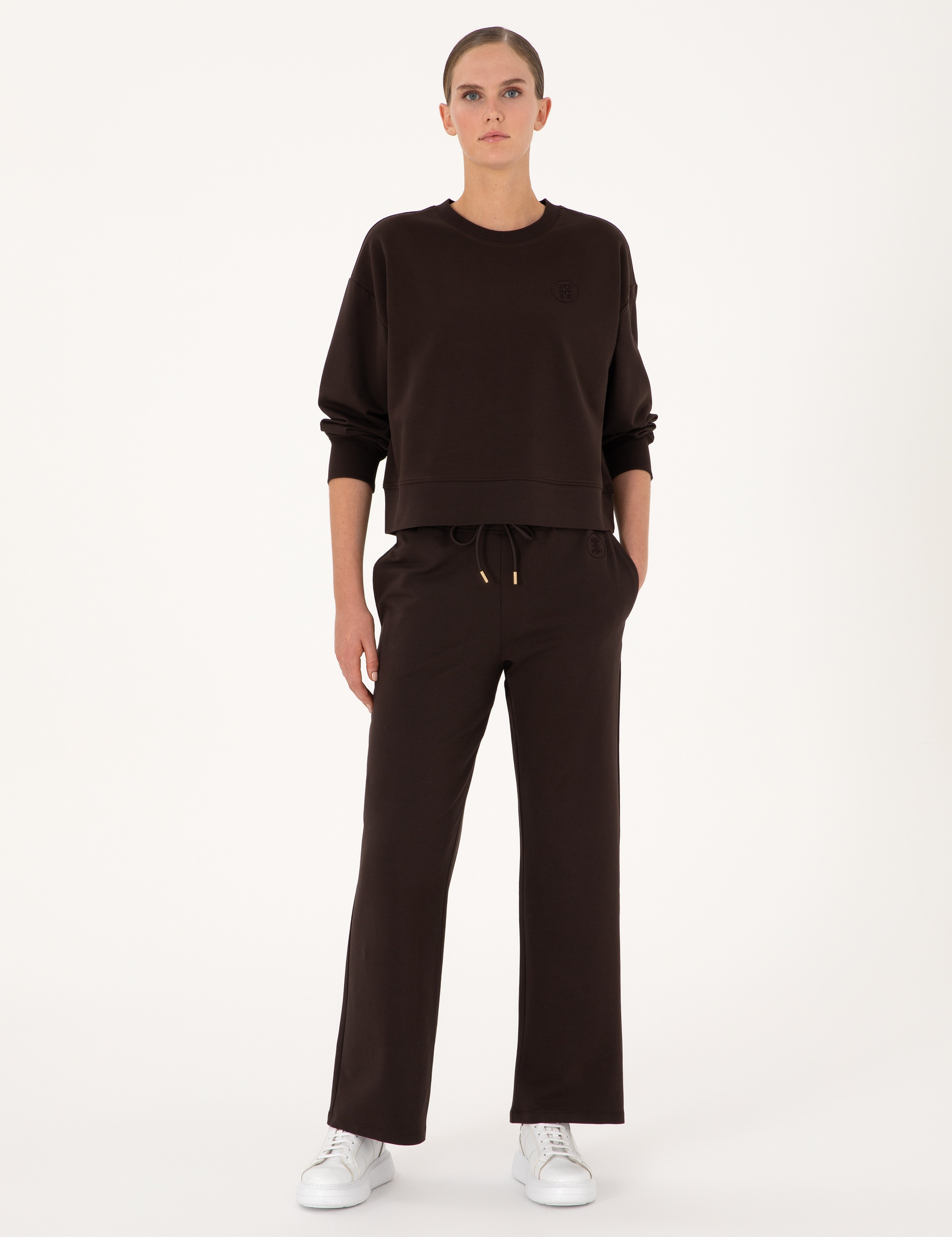 Kahverengi Oversize 2 İplik Sweatshirt
