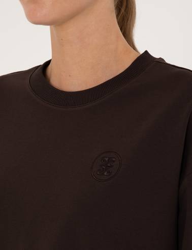 Kahverengi Oversize 2 İplik Sweatshirt