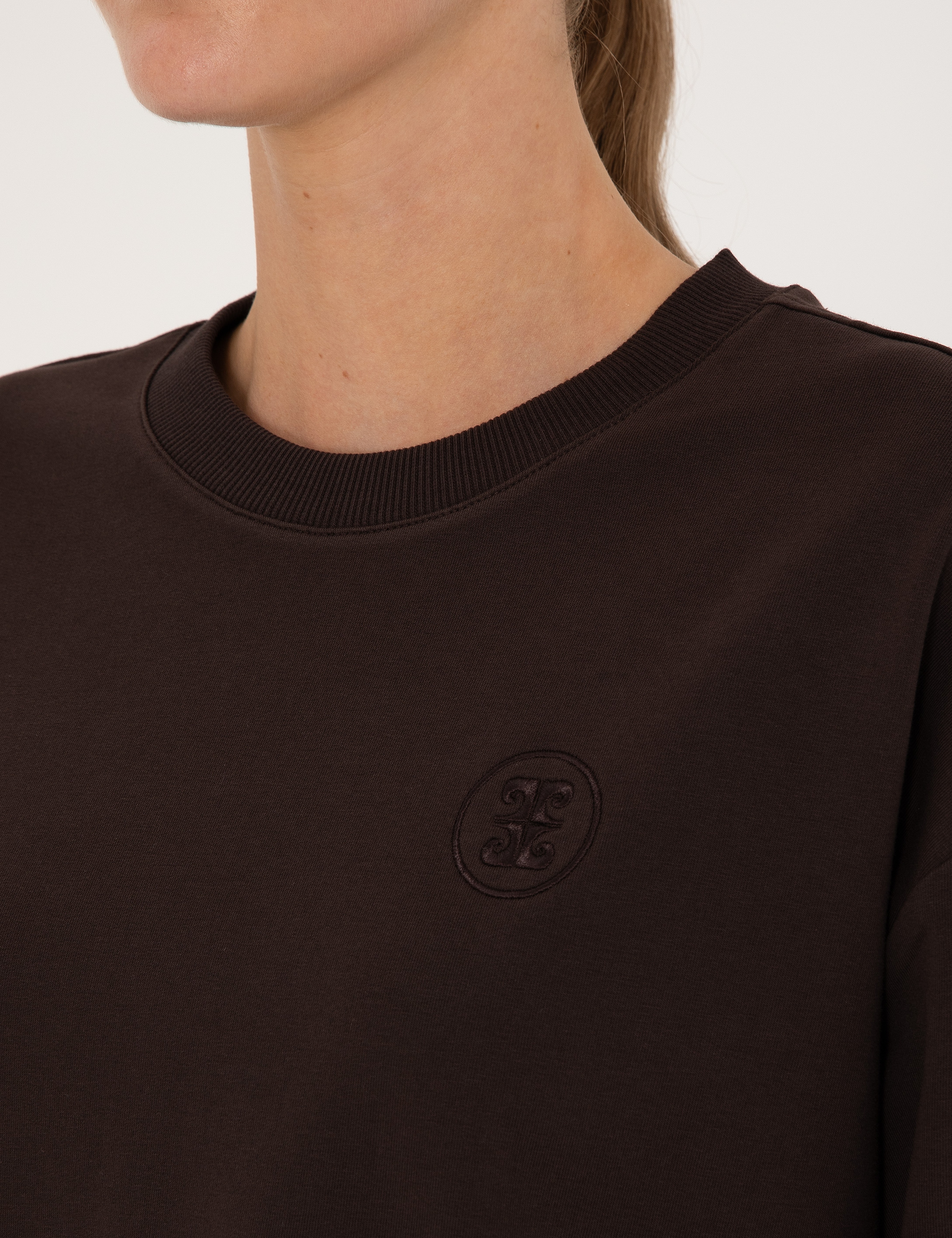 Kahverengi Oversize 2 İplik Sweatshirt