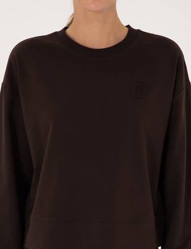 Kahverengi Oversize 2 İplik Sweatshirt