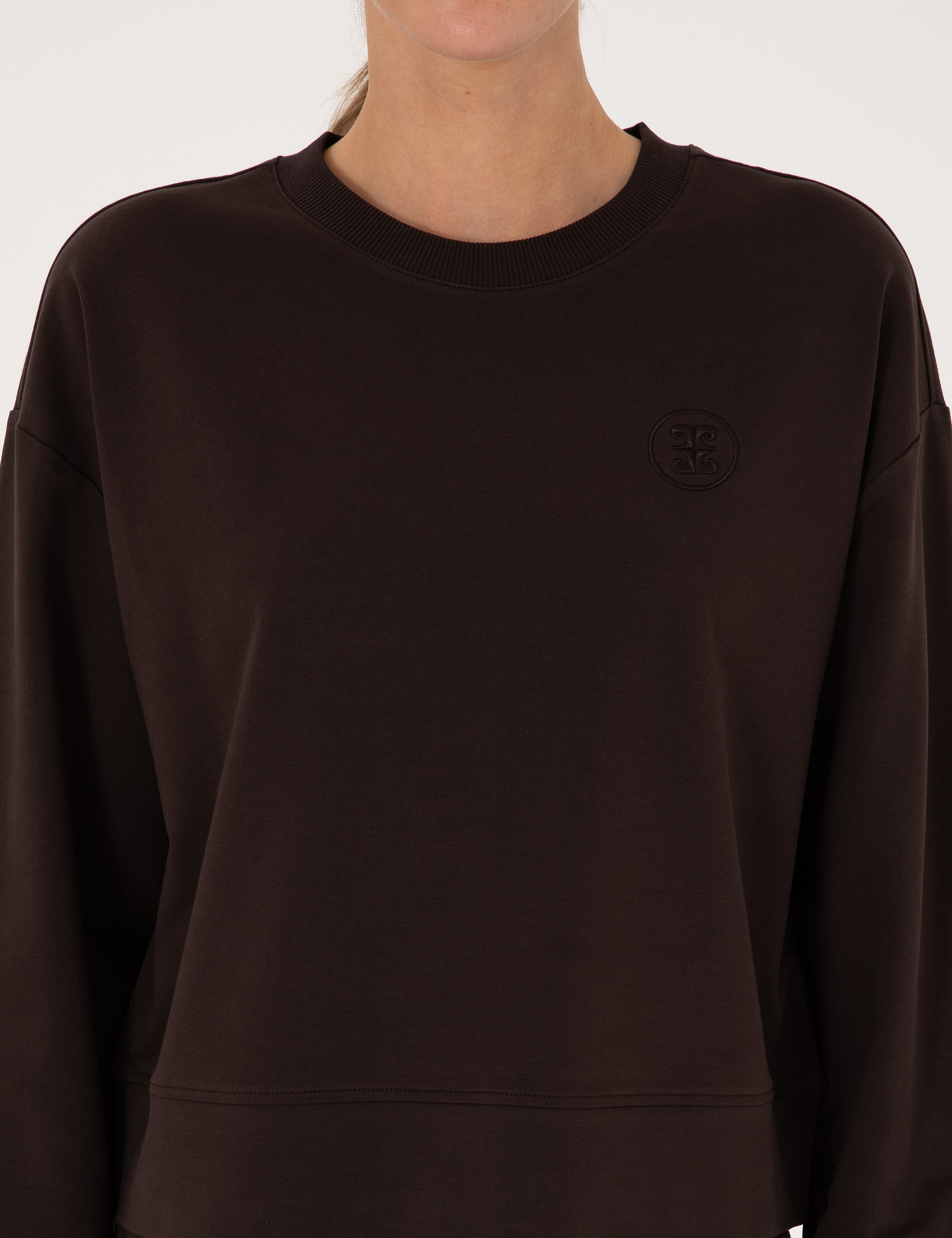 Kahverengi Oversize 2 İplik Sweatshirt