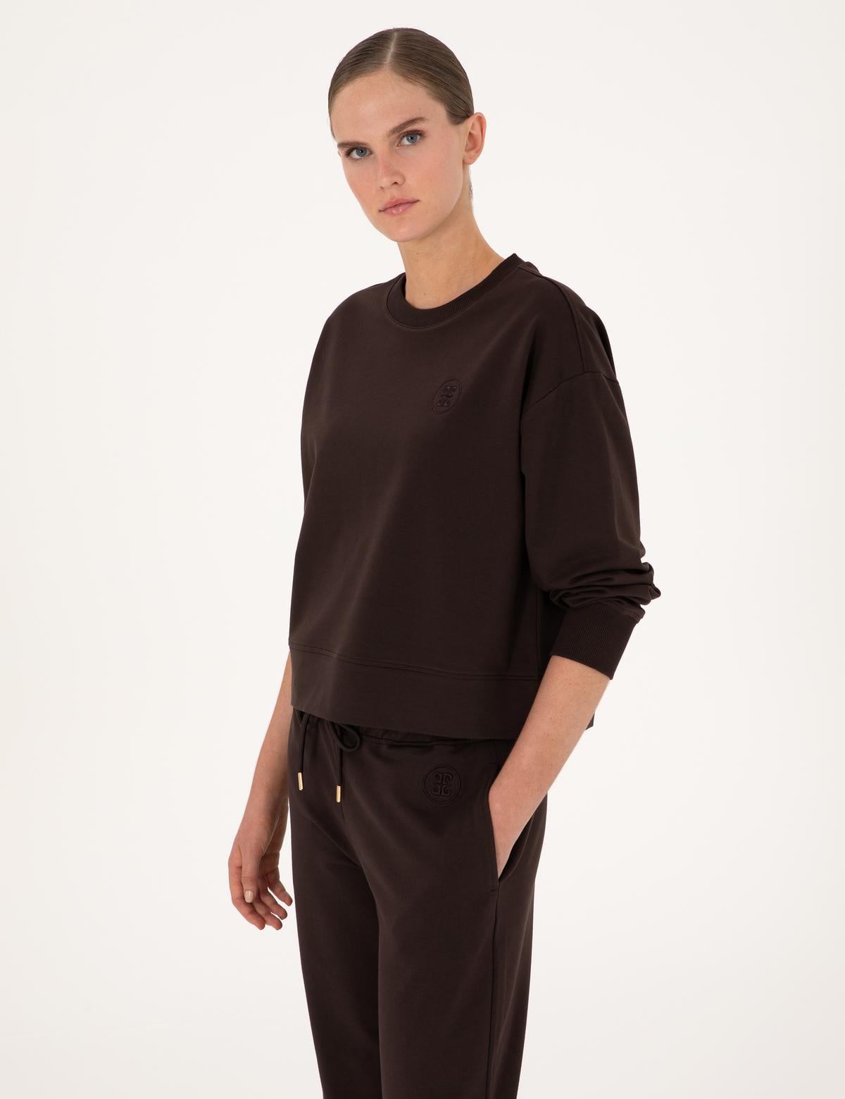 Kahverengi Oversize 2 İplik Sweatshirt - 50314963035