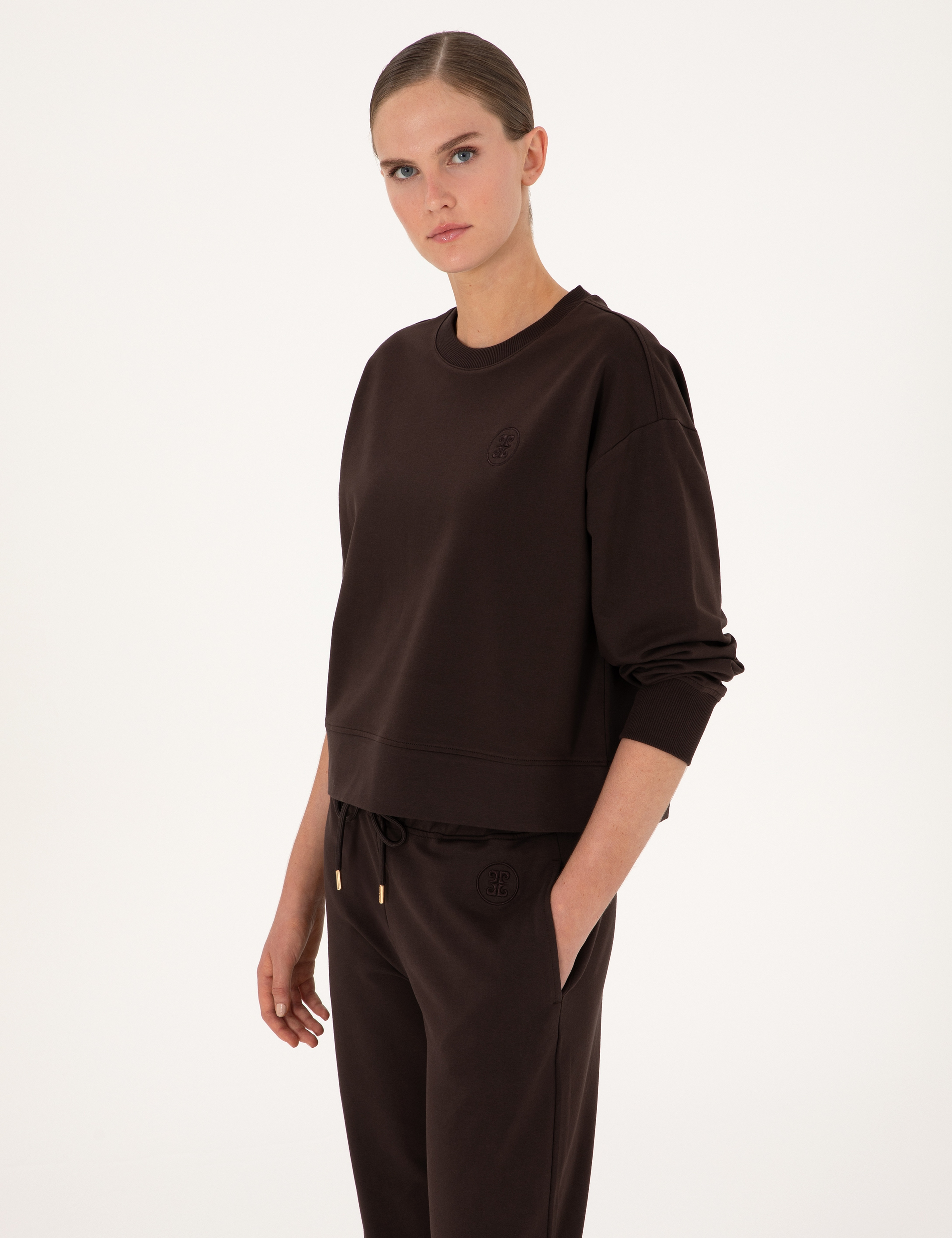 Kahverengi Oversize 2 İplik Sweatshirt - Image 3