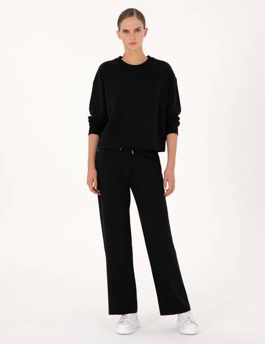 Siyah Loose Fit Eşofman Altı