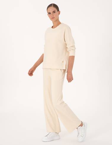 Ekru Loose Fit Yumuşak Dokulu Eşofman Altı