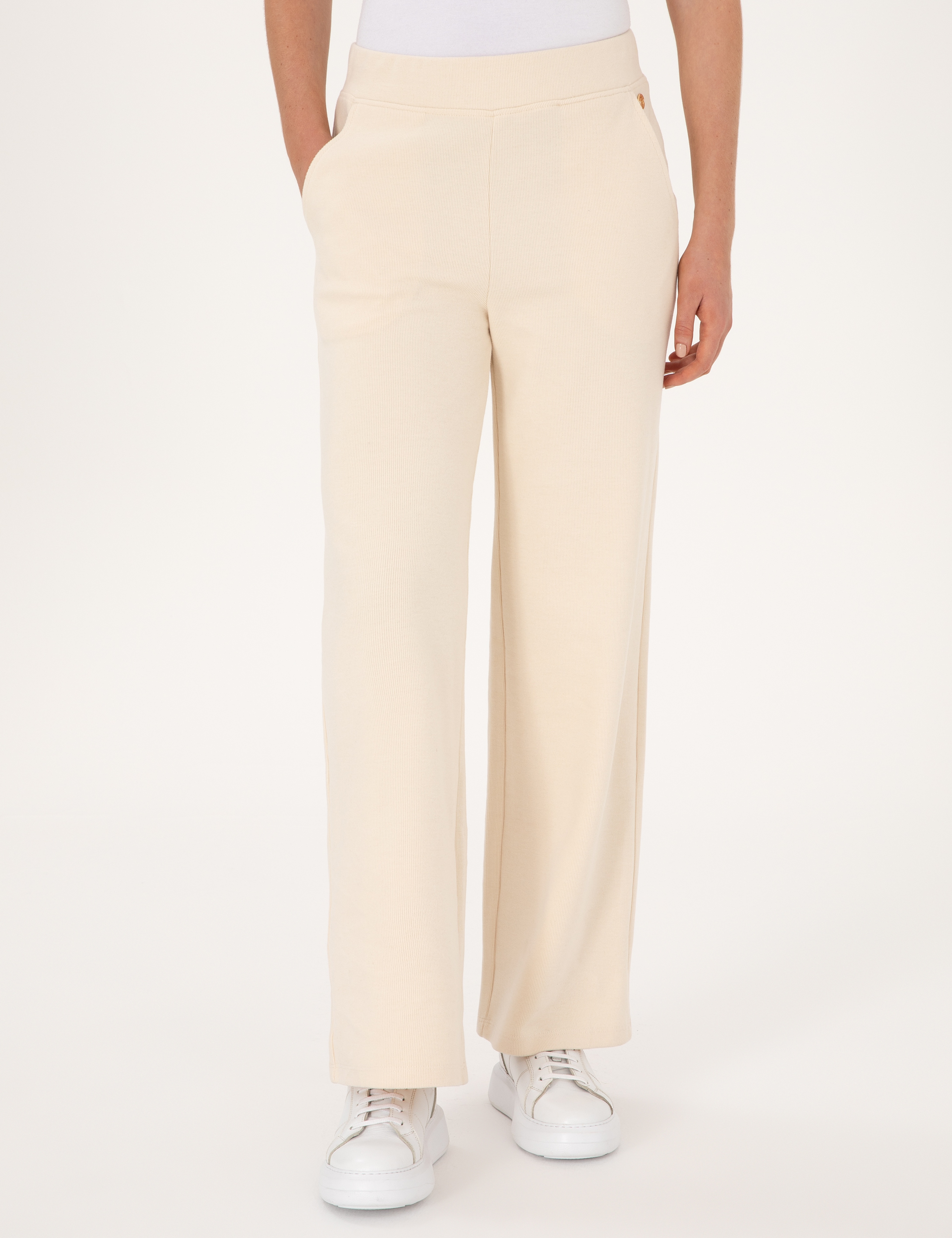 Ekru Loose Fit Yumuşak Dokulu Eşofman Altı