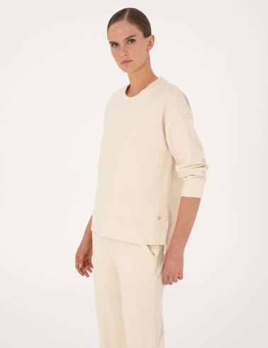 Ekru Oversize Yumuşak Dokulu Sweatshirt