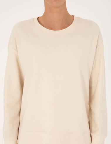 Ekru Oversize Yumuşak Dokulu Sweatshirt