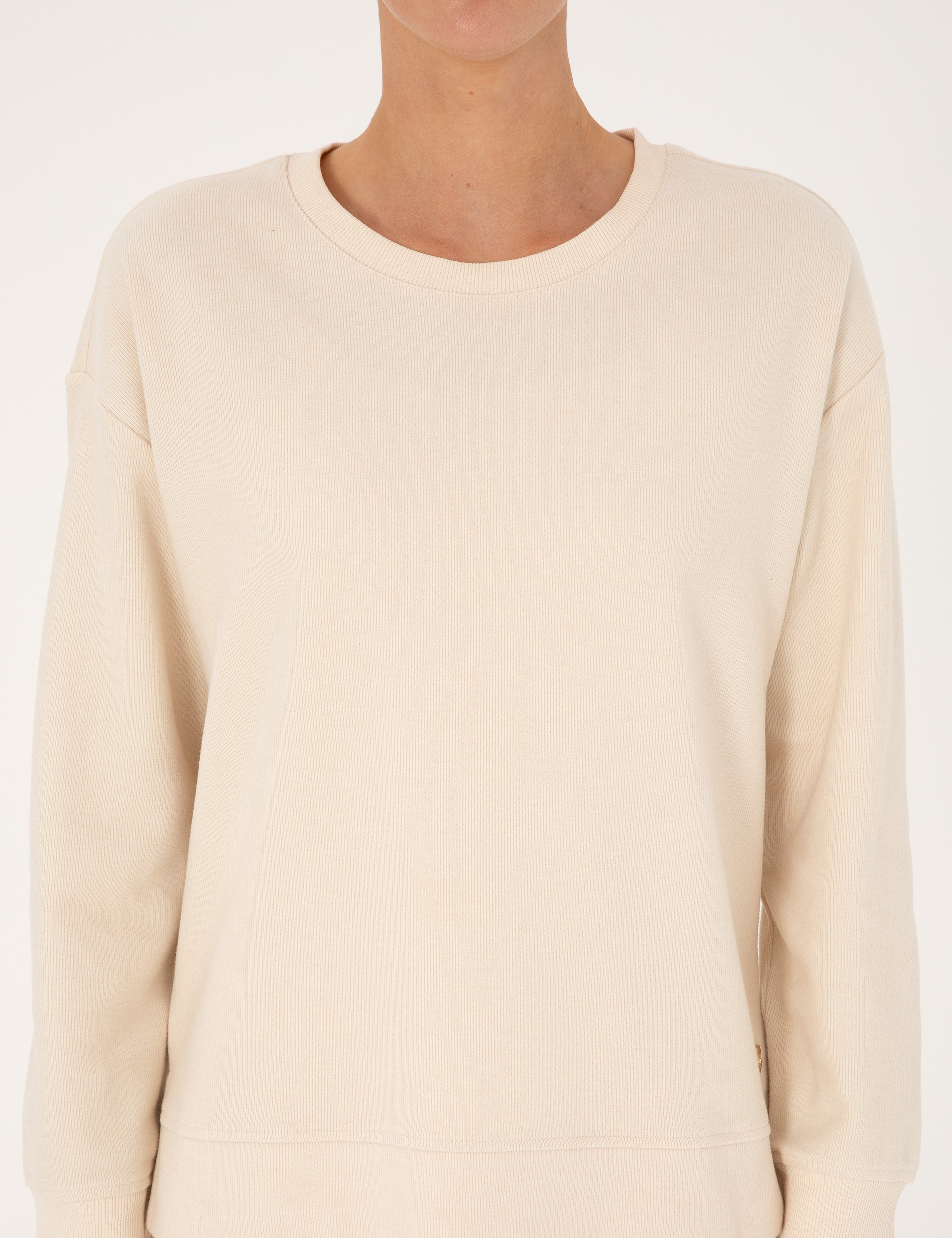 Ekru Oversize Yumuşak Dokulu Sweatshirt - Image 6