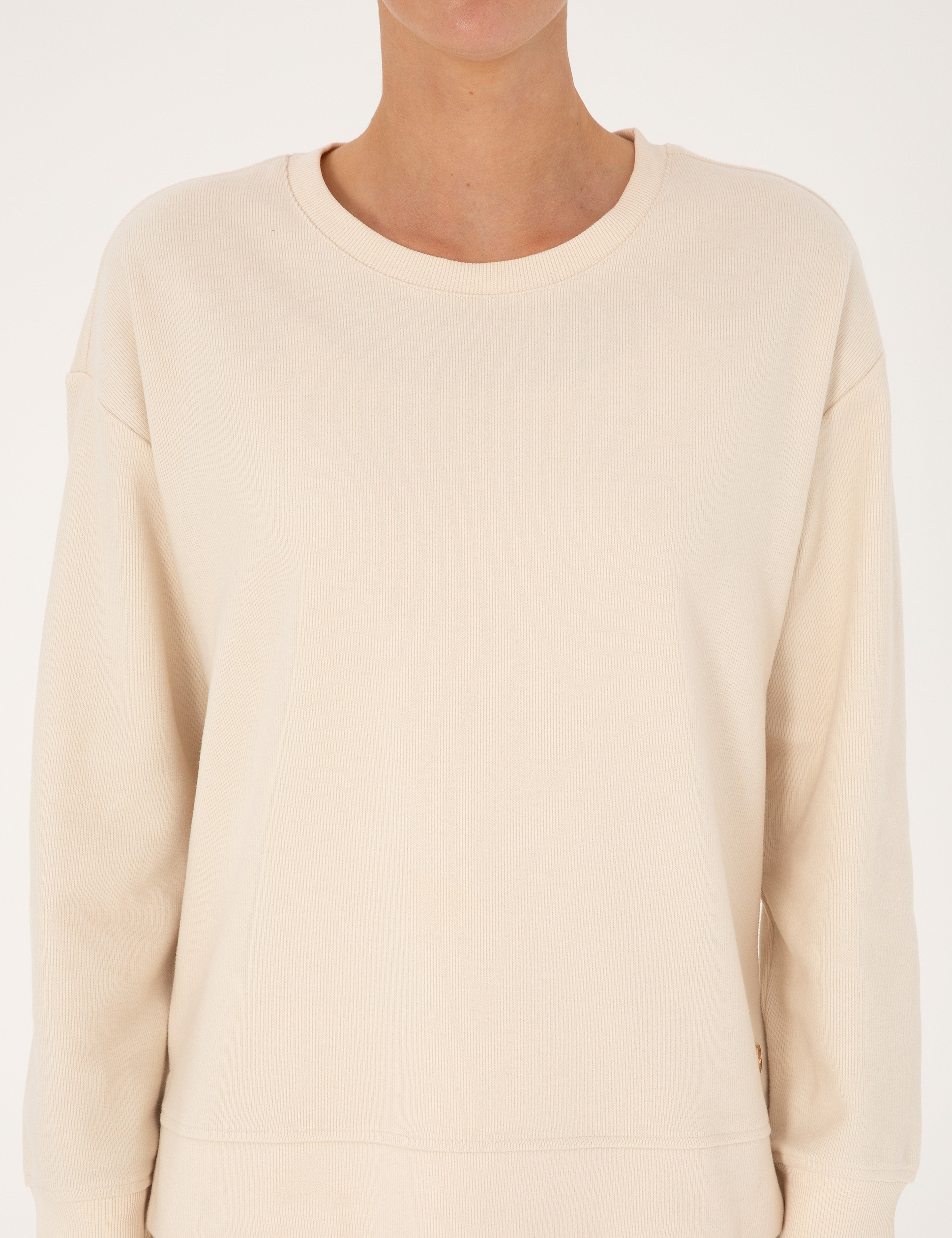 Ekru Oversize Yumuşak Dokulu Sweatshirt