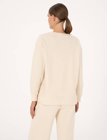Ekru Oversize Yumuşak Dokulu Sweatshirt