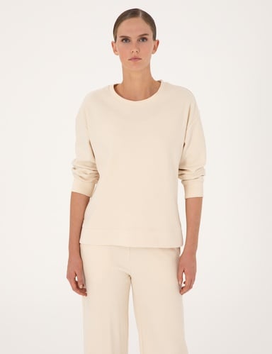 Ekru Oversize Yumuşak Dokulu Sweatshirt