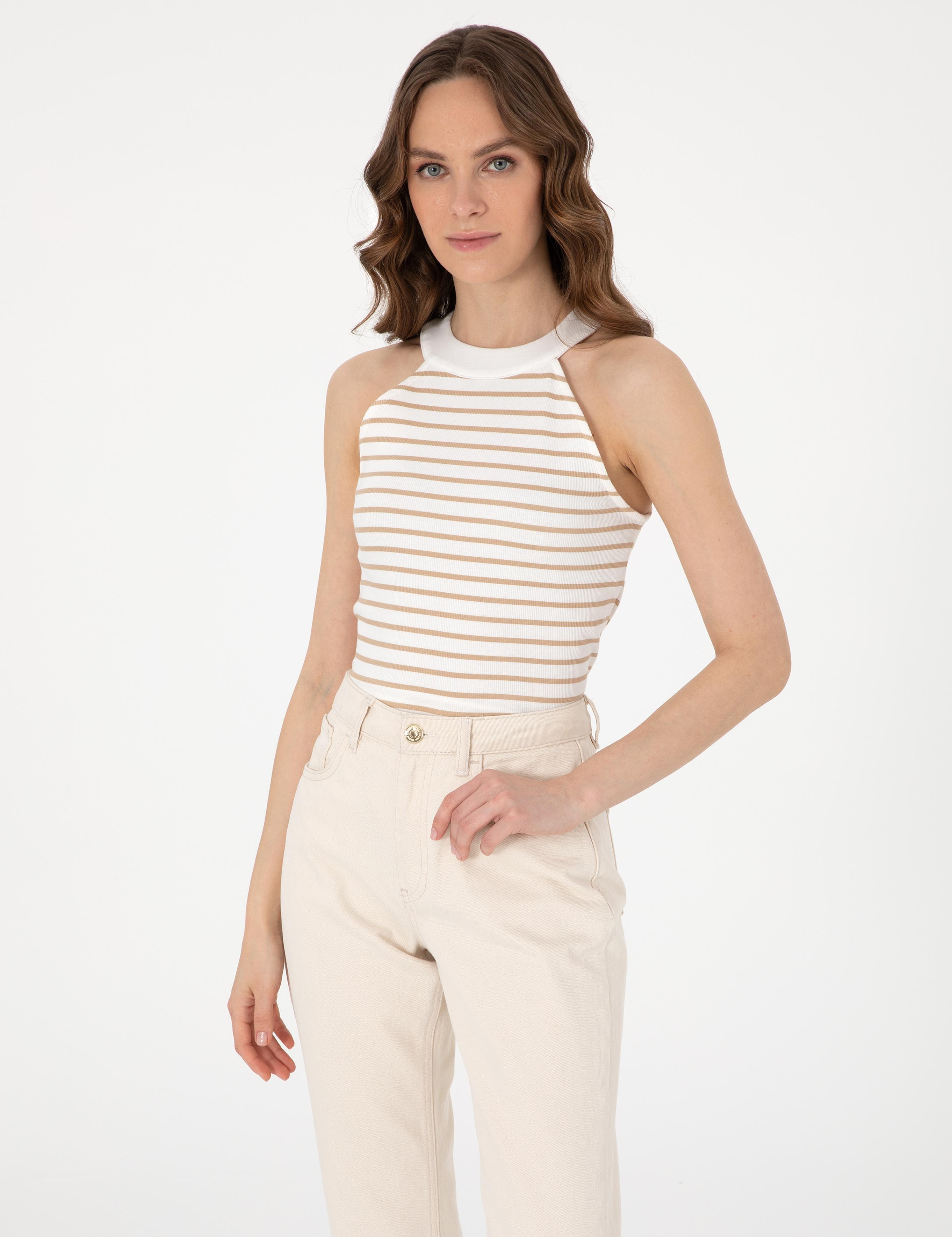 Bej Ex. Slim Fit Örme Bluz