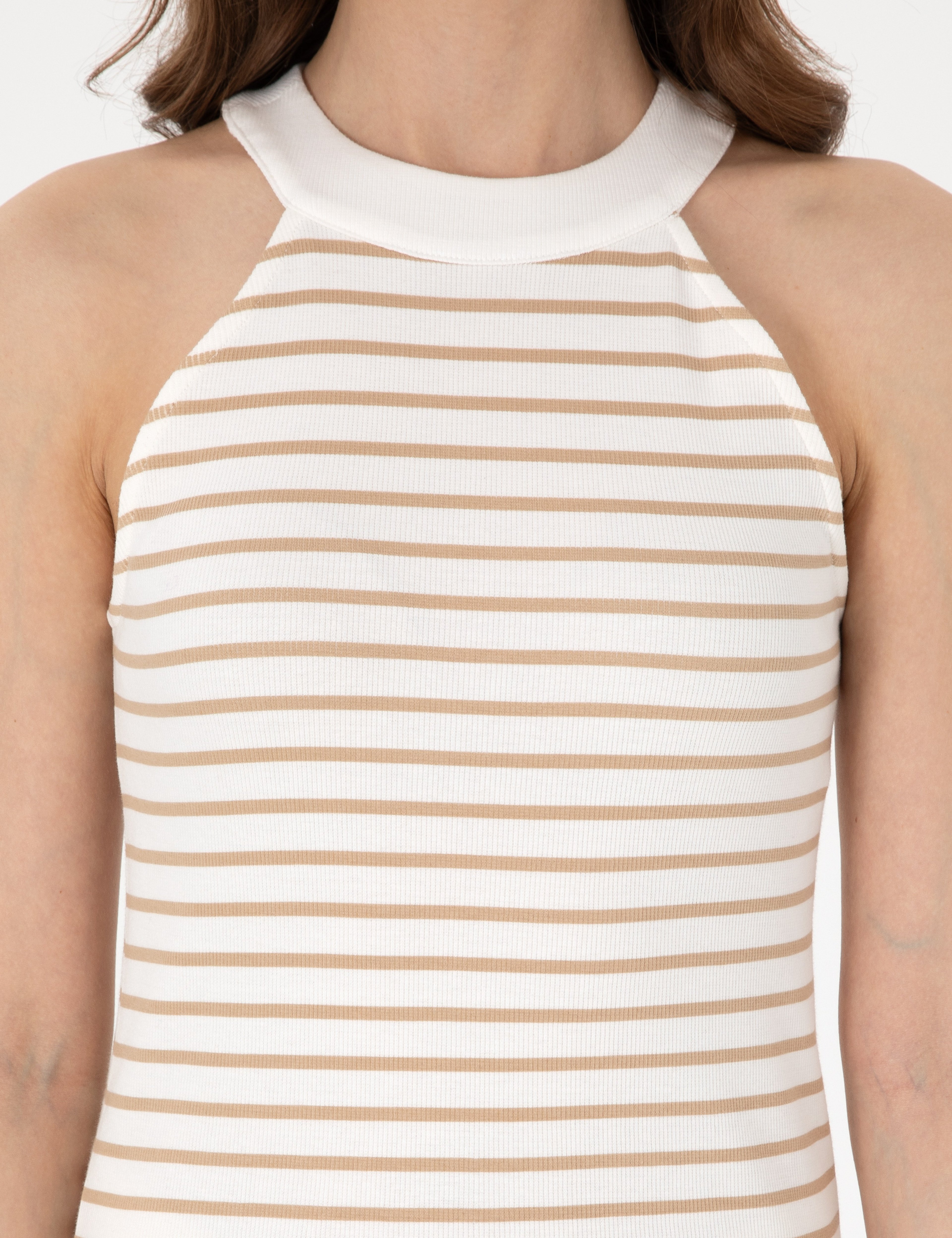 Bej Extra Slim Fit Örme Bluz - Image 5