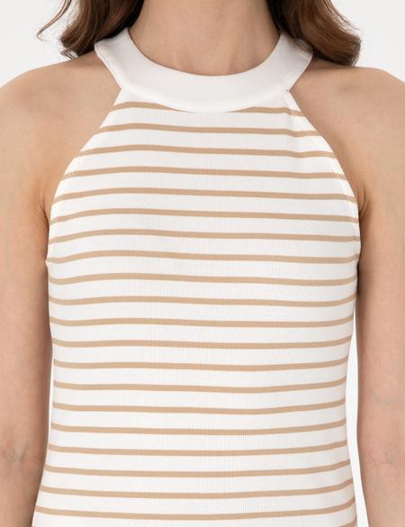 Bej Ex. Slim Fit Örme Bluz - 50305786021