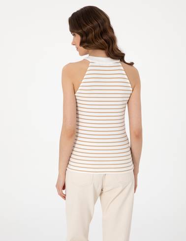 Bej Ex. Slim Fit Örme Bluz