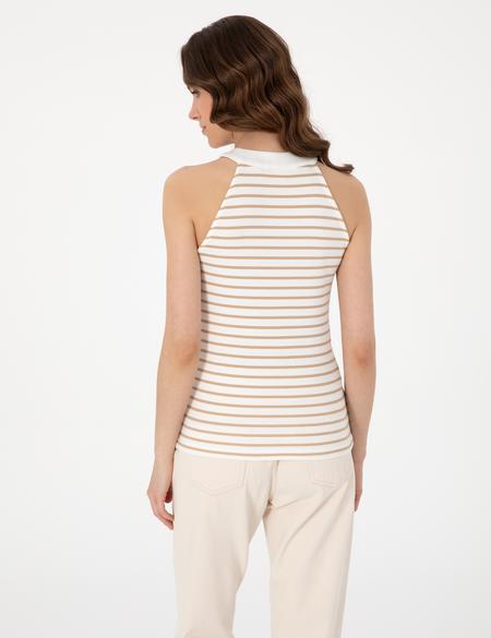 Bej Ex. Slim Fit Örme Bluz - 50305786021