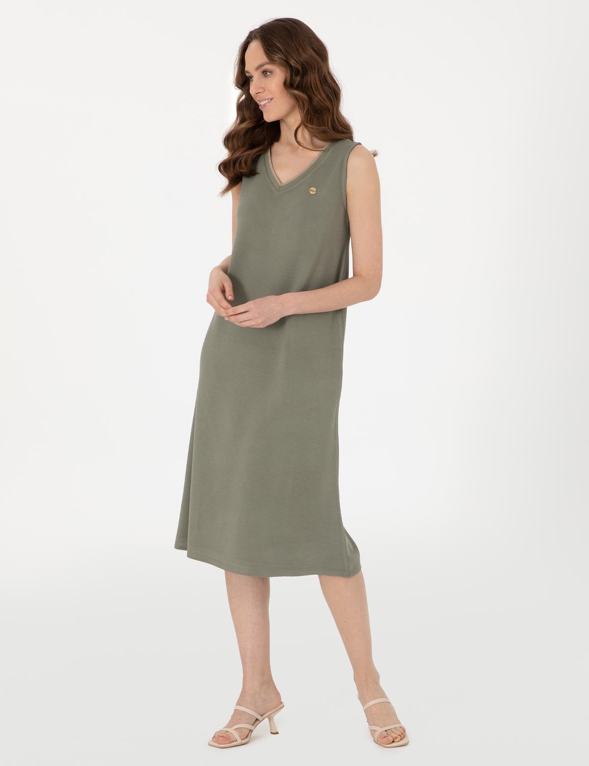 Haki A Kesim Örme Elbise - 50308266006