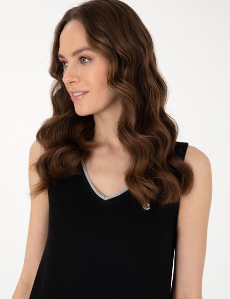 Siyah A Kesim Örme Elbise - 50308266014