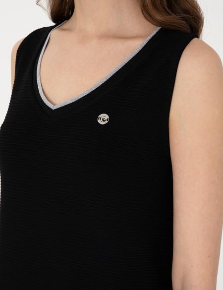 Siyah A Kesim Örme Elbise - 50308266014