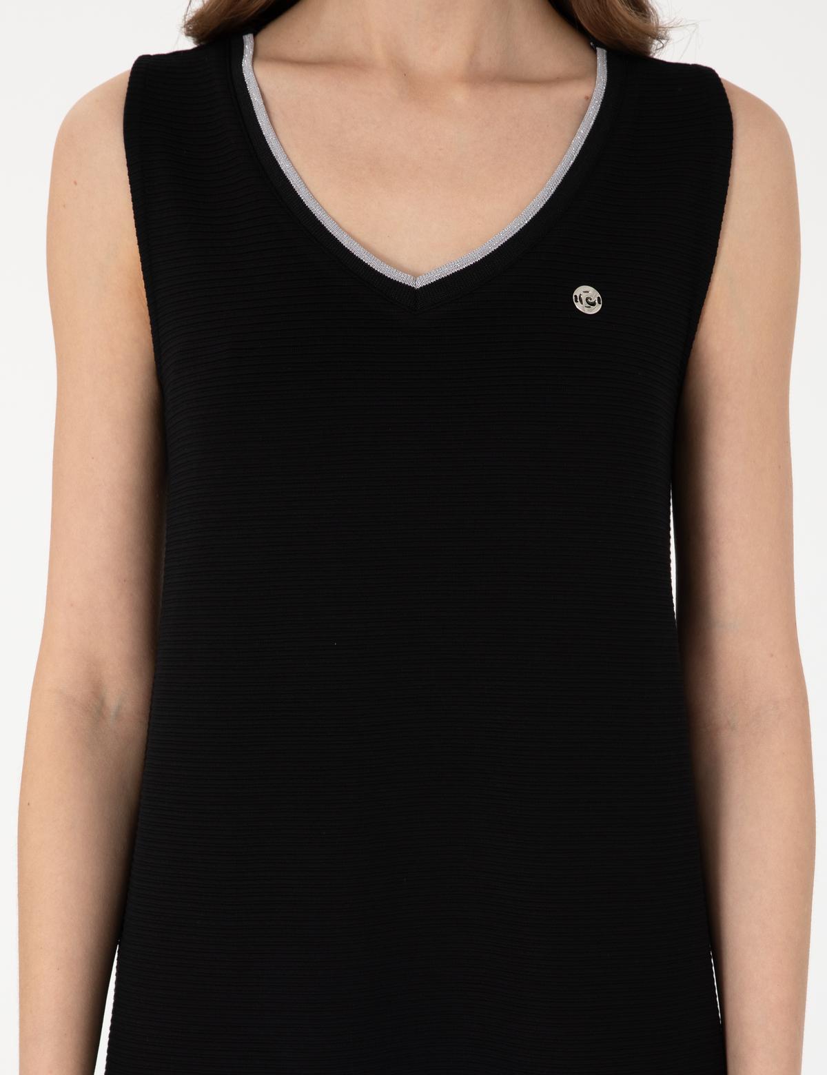 Siyah A Kesim Örme Elbise - 50308266014