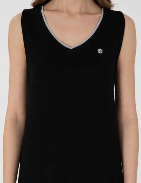 Siyah A Kesim Örme Elbise - 50308266014