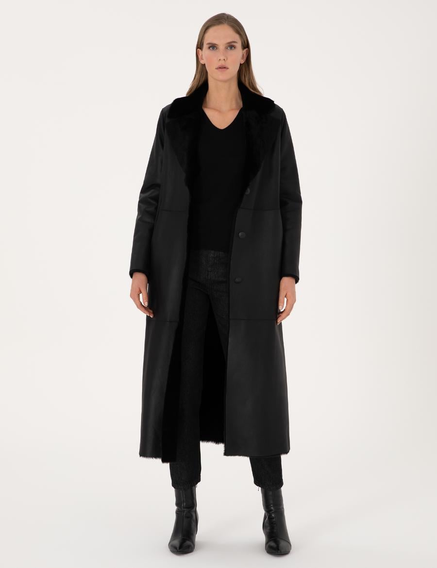 Siyah Regular Fit Deri Ceket