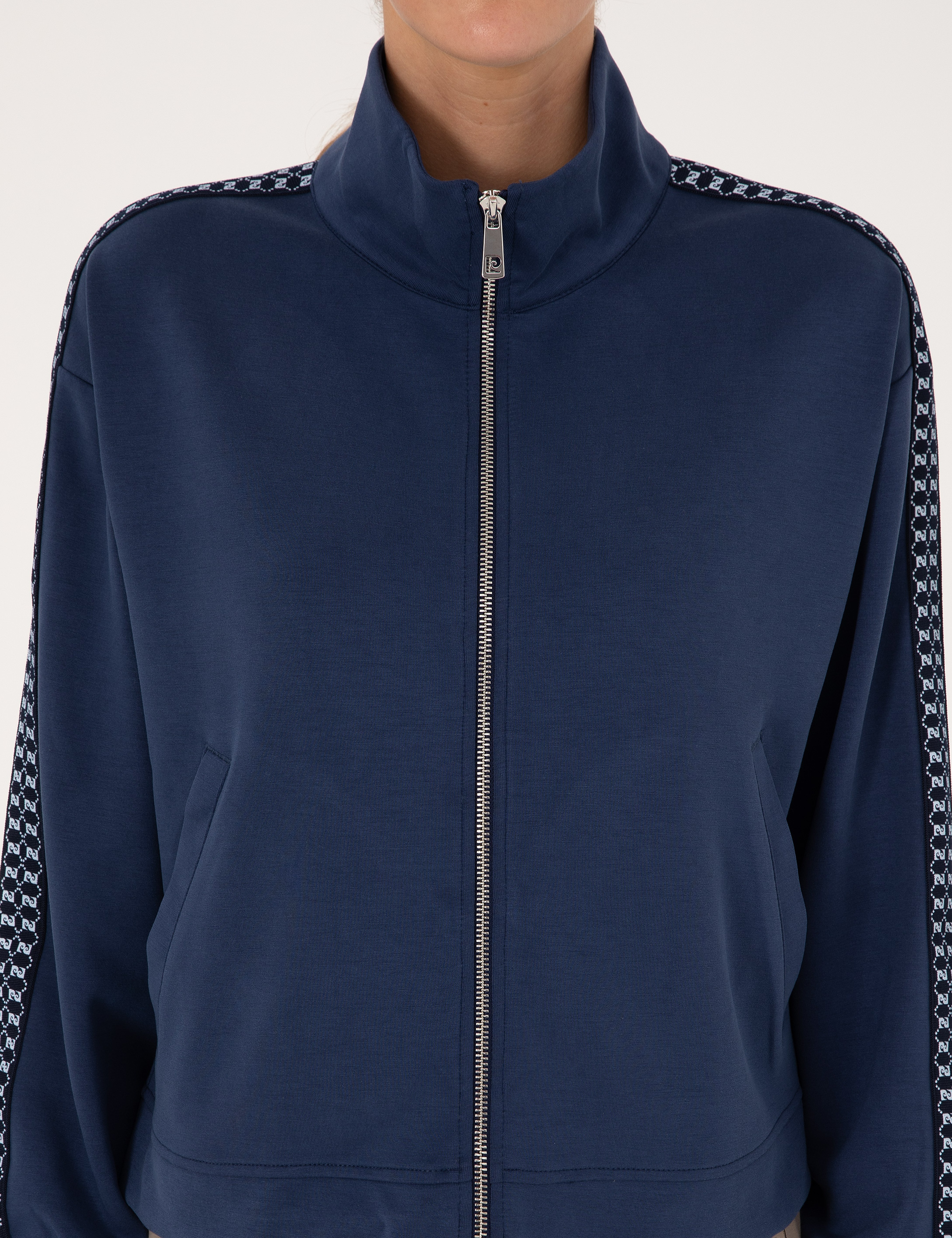 Lacivert Oversize Modal Karışımlı Fermuarlı Sweatshirt - Image 6