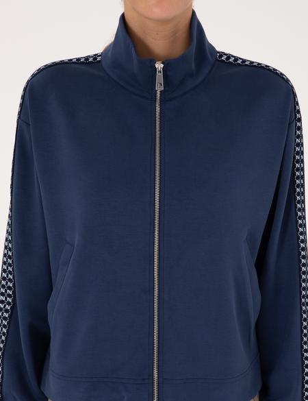 Lacivert Oversize Modal Karışımlı Fermuarlı Sweatshirt - 50309115004