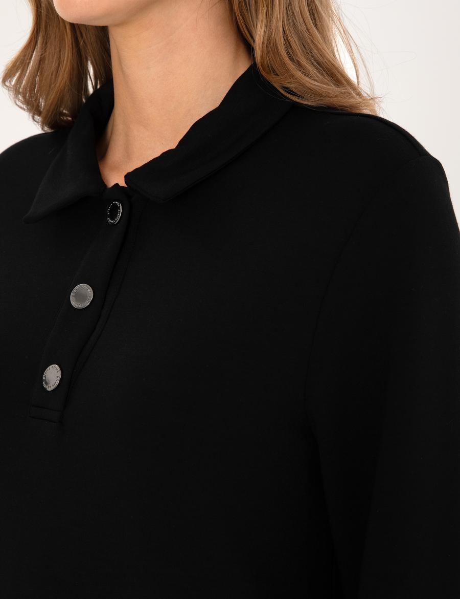 Siyah A Kesim Modal Karışımlı Örme Elbise