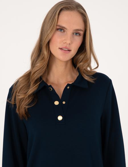 Lacivert A Kesim Modal Karışımlı Örme Elbise - 50315895016