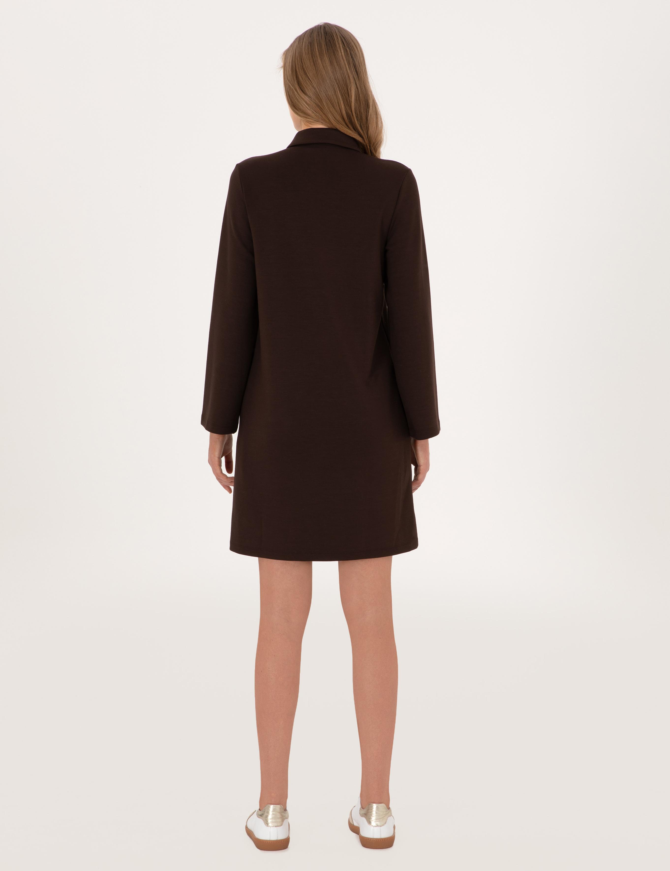 Kahverengi A Kesim Modal Karışımlı Örme Elbise