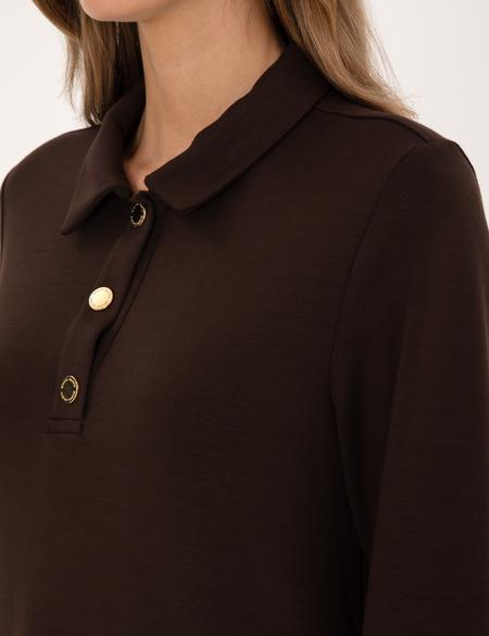 Kahverengi A Kesim Modal Karışımlı Örme Elbise - 50315895024