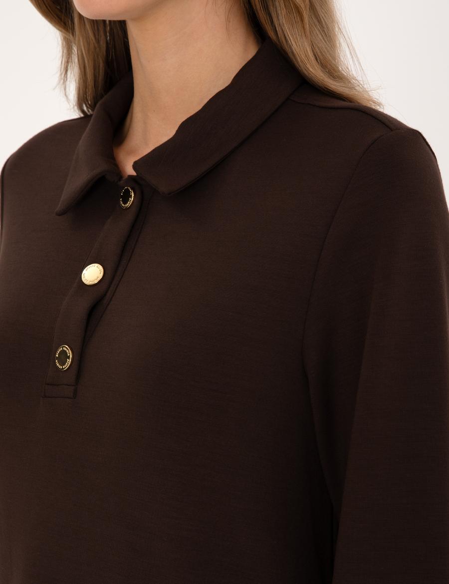 Kahverengi A Kesim Modal Karışımlı Örme Elbise