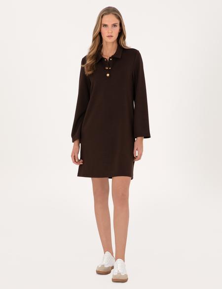 Kahverengi A Kesim Modal Karışımlı Örme Elbise - 50315895024