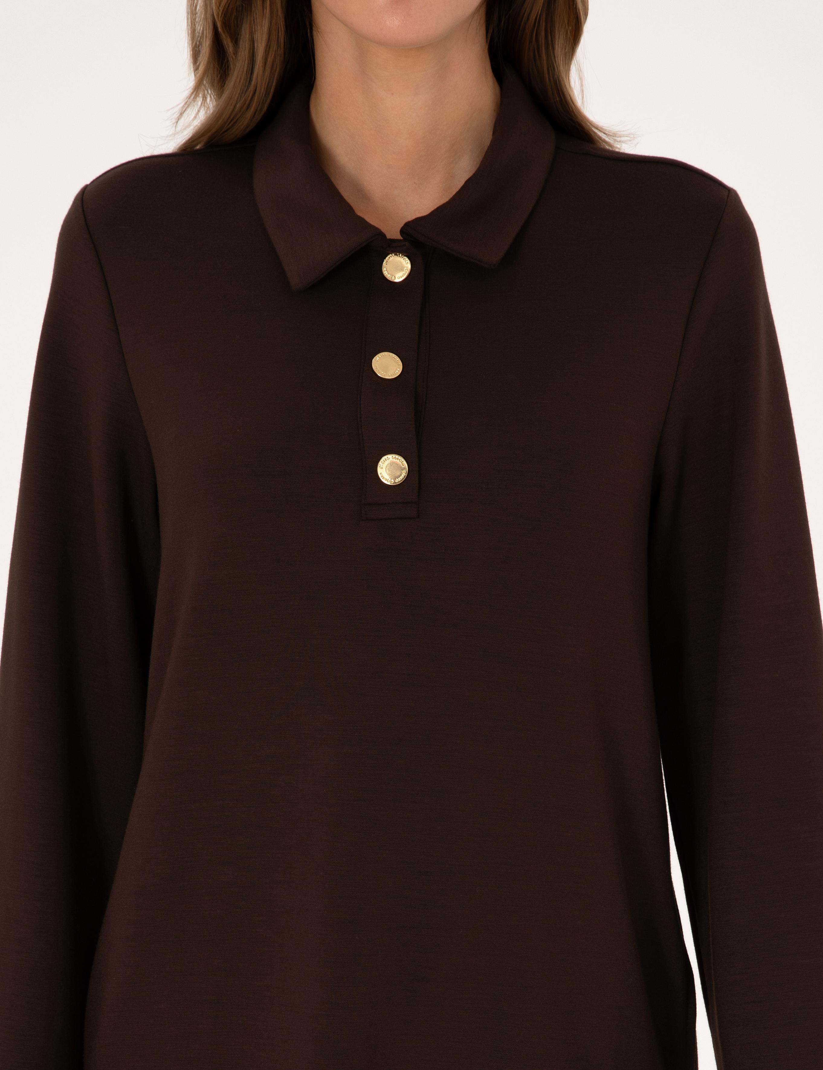 Kahverengi A Kesim Modal Karışımlı Örme Elbise