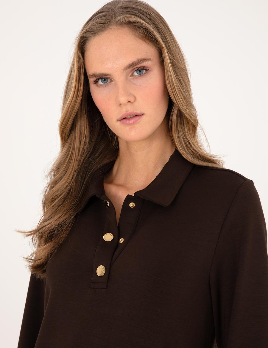 Kahverengi A Kesim Modal Karışımlı Örme Elbise