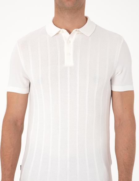 Ekru Slim Fit Polo Yaka Düğmeli Triko Tişört - 50306025003