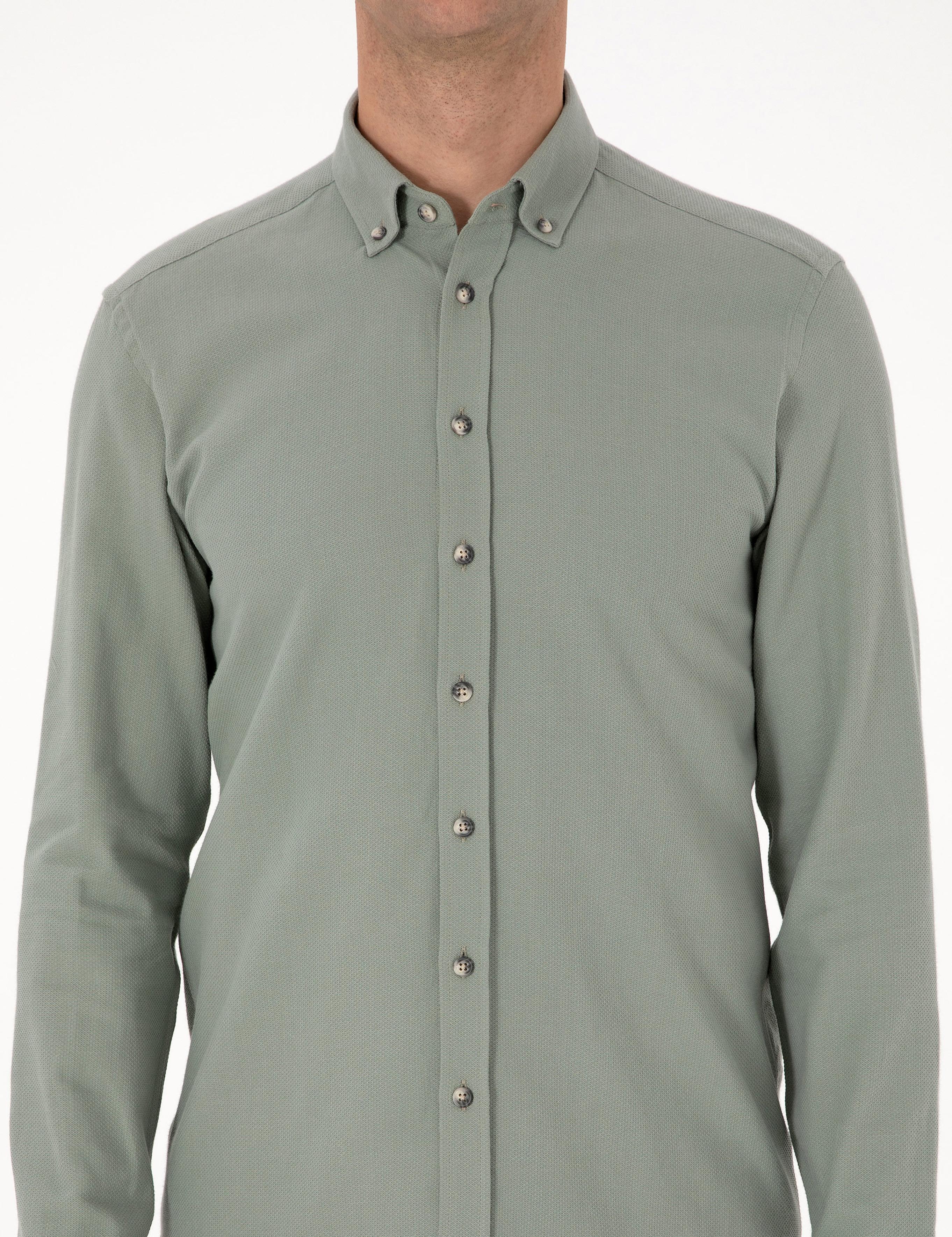 Açık Yeşil Slim Fit Uzun Kollu Gömlek