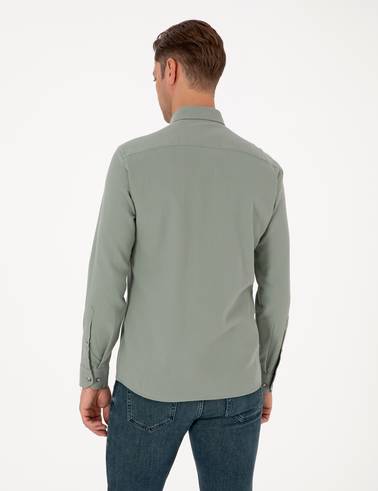Açık Yeşil Slim Fit Uzun Kollu Gömlek
