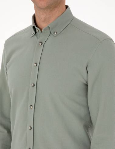 Açık Yeşil Slim Fit Uzun Kollu Gömlek