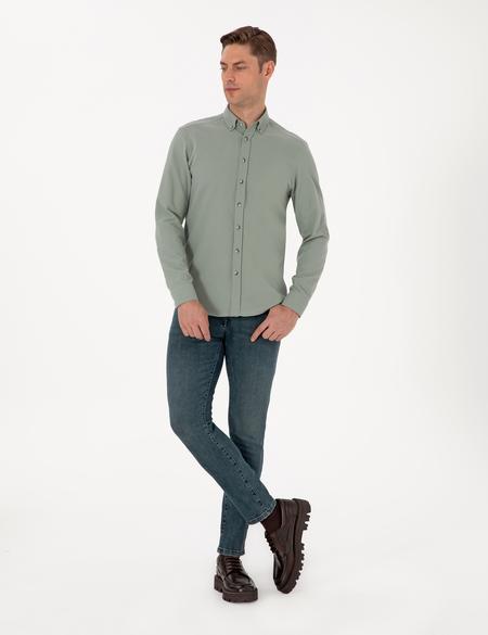 Açık Yeşil Slim Fit Uzun Kollu Gömlek - 50311562082