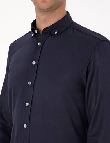 Lacivert Regular Fit Uzun Kollu Gömlek