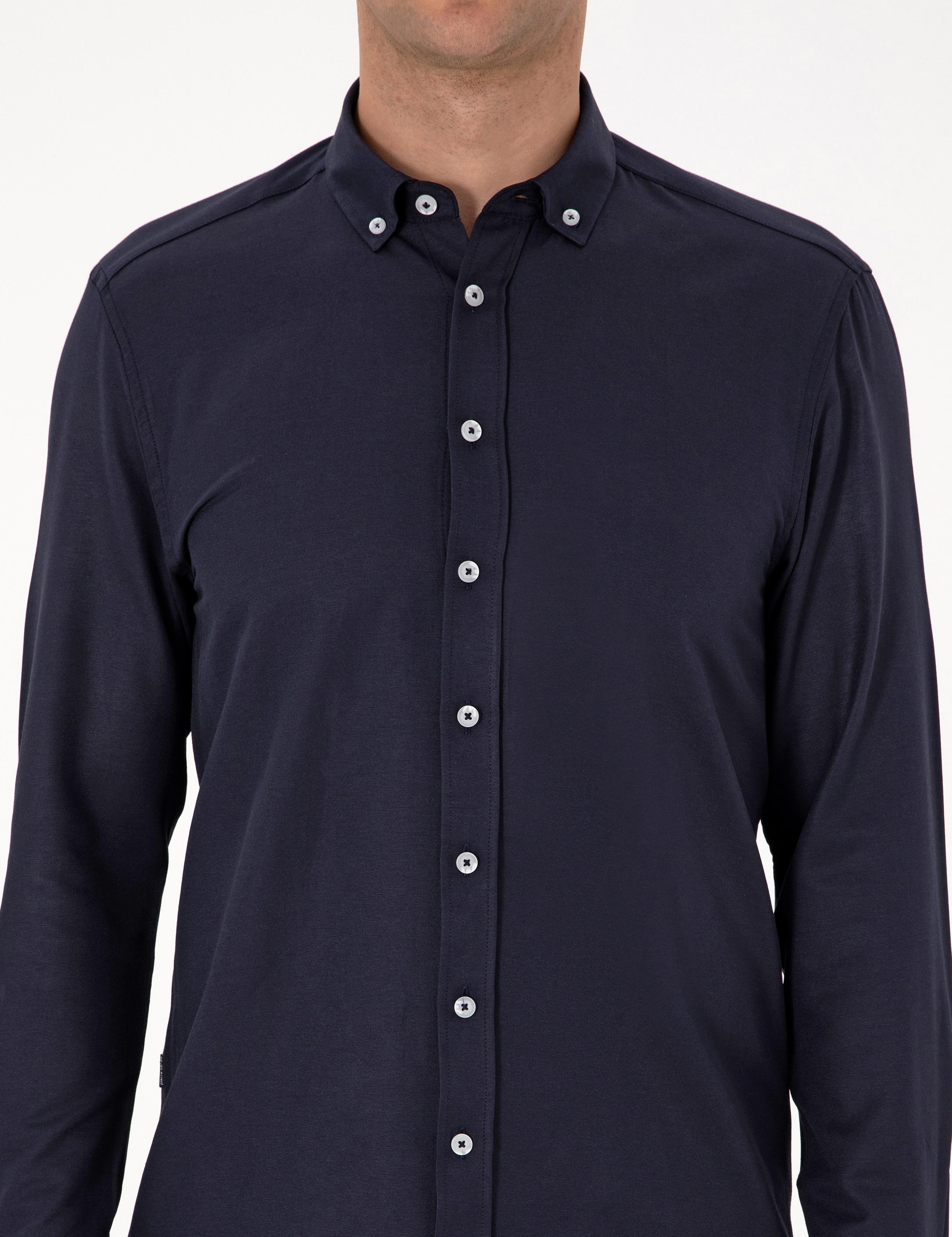 Lacivert Regular Fit Uzun Kollu Gömlek