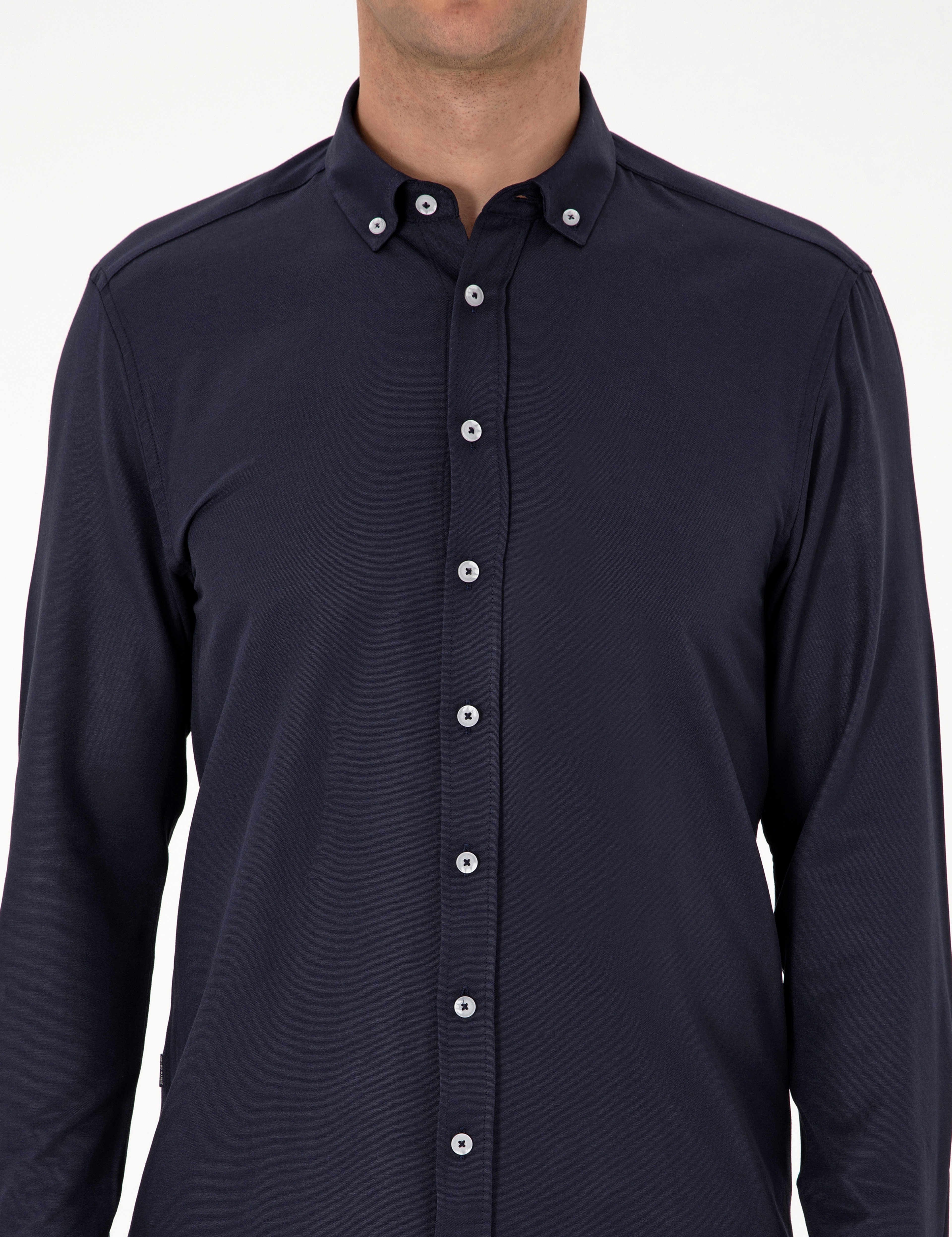 Lacivert Regular Fit Uzun Kollu Gömlek - Image 6