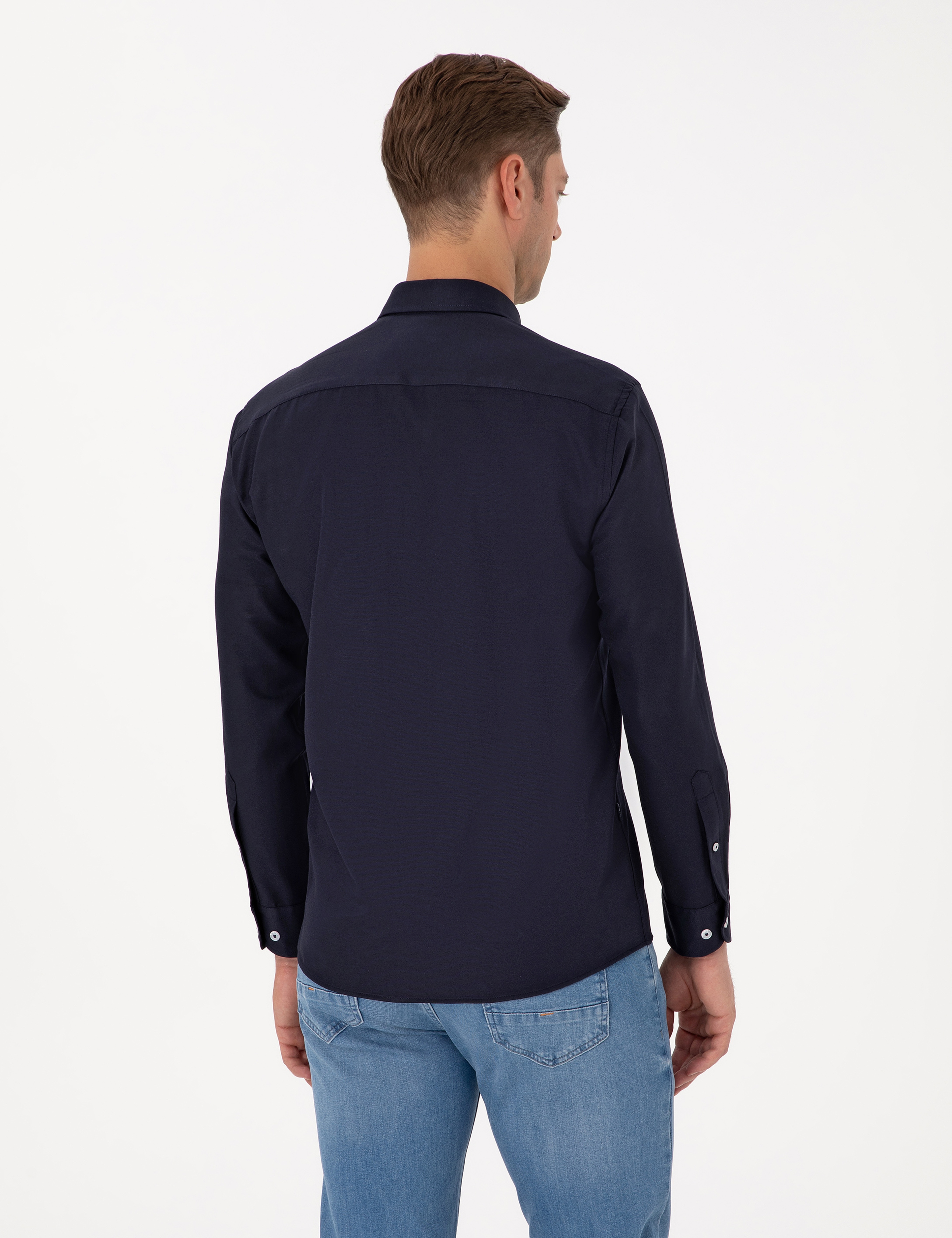 Lacivert Regular Fit Uzun Kollu Gömlek - Image 5